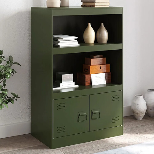 vidaXL Buffet vert olive 67x39x107 cm acier