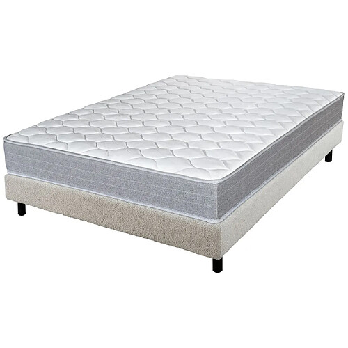 Ebac Matelas et sommier 140x190 Madere - Newkit - Soutien ferme - Sommier démonté - Crème