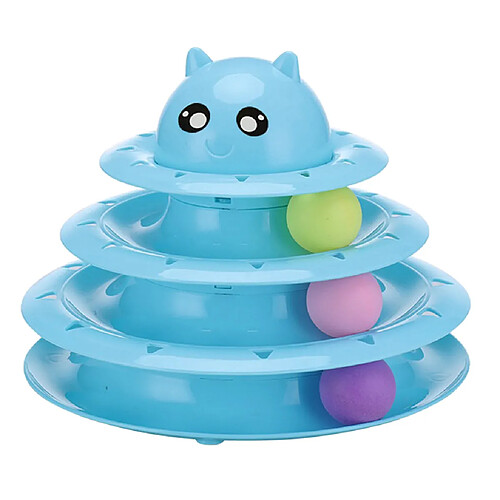 Jouets de chat de trois couches Jouets Turntable Intelligence Crazy Play Ball Tray Blue