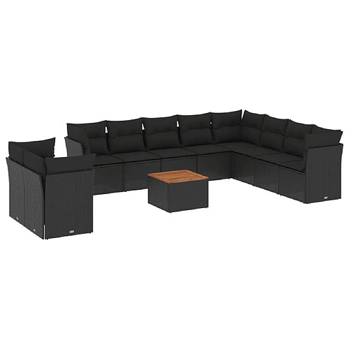 Maison Chic Salon de jardin 11 pcs avec coussins, Ensemble Tables et chaises d'extérieur noir résine tressée -GKD825350