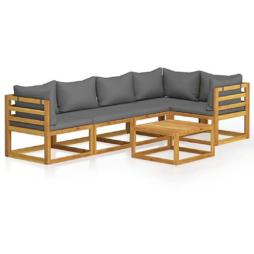 Maison Chic Salon de jardin 6 pcs - Table et chaises d'extérieur - Mobilier/Meubles de jardin Moderne avec coussin Bois d'acacia solide -MN51808