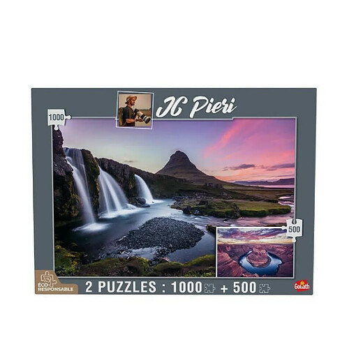 GOLIATH - Puzzle - Collection JC Pieri - Kirkjuffellsfoss Islande et Horseshoe Bend Etats-Unis