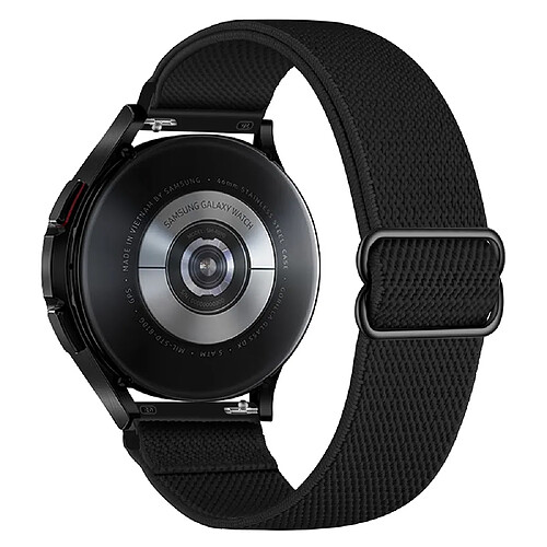 Bracelet en nylon élastique réglable en tissu à boucle solo tressée de 22 mm noir pour votre Samsung Galaxy Watch 46mm