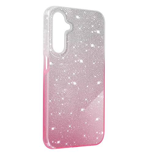 Avizar Coque pour Samsung Galaxy A25 5G Paillette Silicone Semi rigide Fin Blanc / Rose