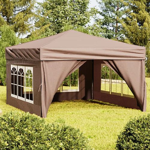 vidaXL Tente de réception pliable avec parois Taupe 3x3 m