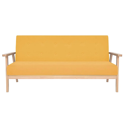 Maison Chic Canapé à 3 places,Canapé droit,Sofa de Salon,Banquette Tissu Jaune -GKD567910