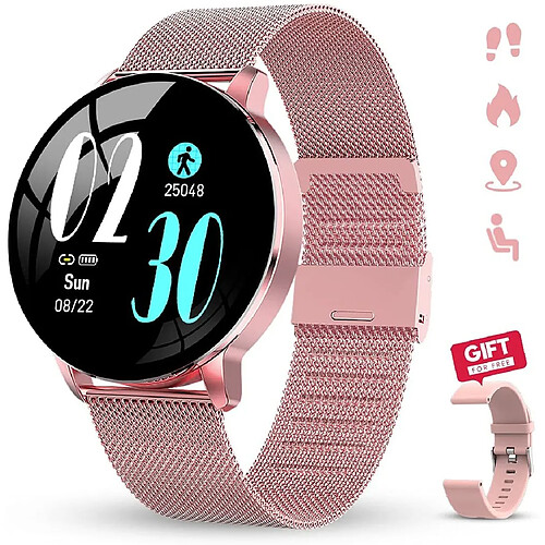 Chrono Montre Connectée Femmes Homme Montre Intelligente Etanche Cardiofréquencemètre Moniteur de Sommeil Montre Sport Calorie Brûlée Podomètre Fitness Tracker d'Activité pour Android iPhone (noir)