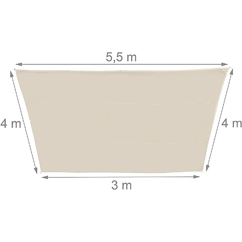 Helloshop26 Voile d'ombrage trapèze 3 x 5,5 x 4 m beige 13_0002934_2