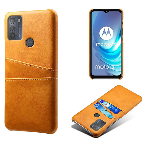 Coque en TPU + PU avec double porte-cartes orange pour votre Motorola Moto G50