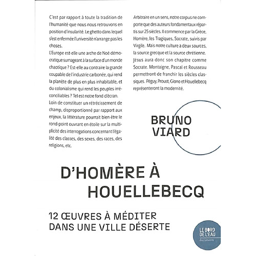 D'Homère à Houellebecq : 12 oeuvres à méditer dans une ville déserte · Occasion