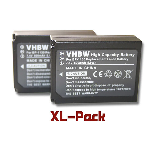 2 x batteries vhbw Set 800mAh pour appareil photo Samsung NX500 et ED-BP1130, BP1130, BP-1130