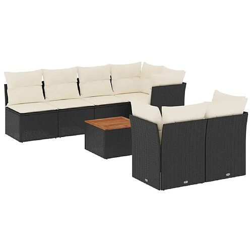 Maison Chic Ensemble Tables et chaises d'extérieur 6pcs avec coussins,Salon de jardin noir résine tressée -GKD147151