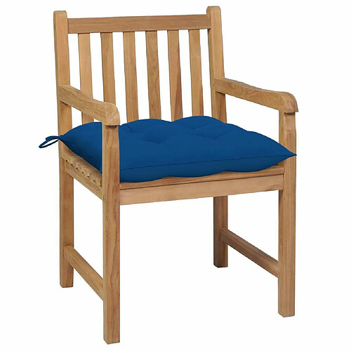 Maison Chic Lot de 2 Chaises de jardin,Fauteuil d'extérieur avec coussins bleu Bois de teck massif -MN26745