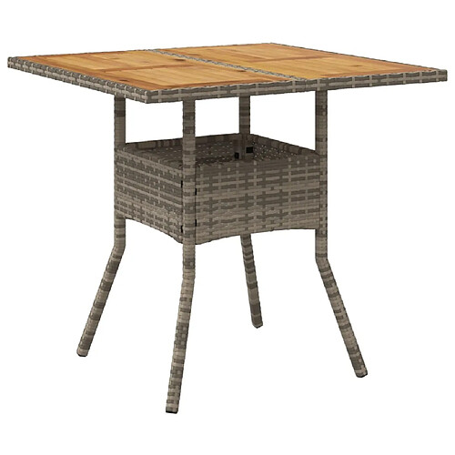 Maison Chic Table de jardin | Table d'extérieur et dessus en bois d'acacia gris résine tressée -GKD91314