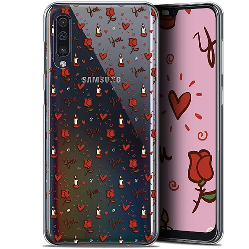 Caseink Coque Pour Samsung Galaxy A50 (6.4 ) [Gel HD Collection Love Saint Valentin Design Bougies et Roses - Souple - Ultra Fin - Imprimé en France]