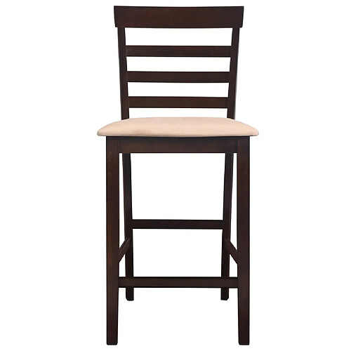 Helloshop26 Lot de deux tabourets de bar design chaise siège bois marron et beige 1202076