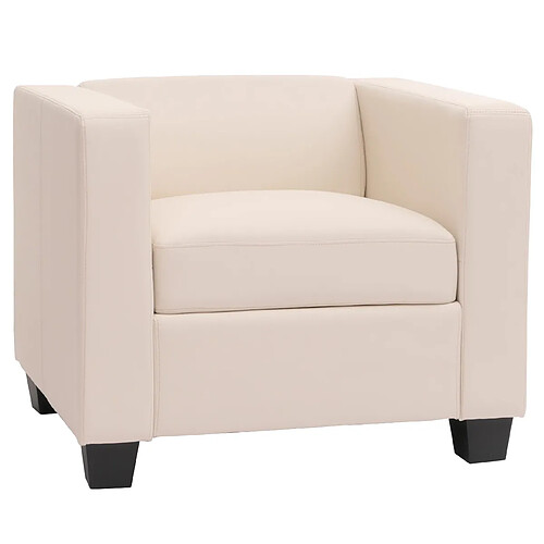 Mendler Fauteuil Club / Lounge Lille, 86x75x70cm ~ simili-cuir blanc