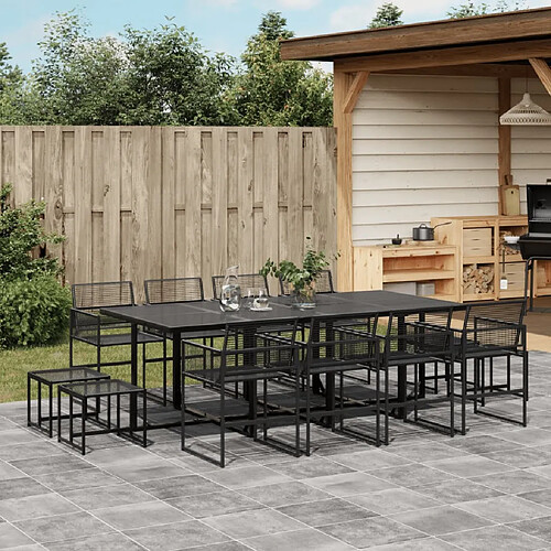 vidaXL Ensemble à manger de jardin 13 pcs noir résine tressée