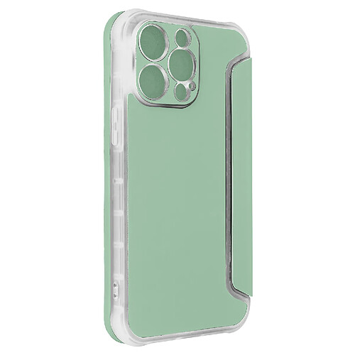 Avizar Etui pour iPhone 14 Pro Max Clapet Magnétique Porte Carte Piano Book vert pâle