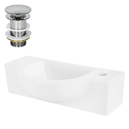 Vasque avec vidage sans trop-plein 44,5x25,5x12 cm Blanc en céramique ML-Design