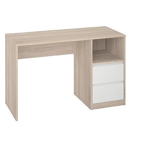 Pegane Bureau coloris chêne / blanc - Longueur 120 x Hauteur 75 x Profondeur 50 cm