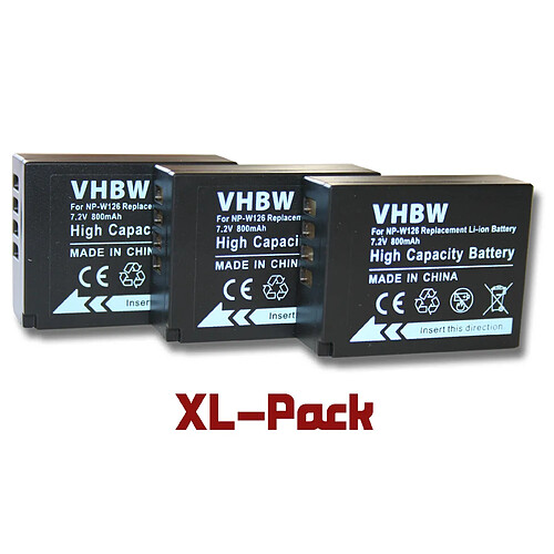 Vhbw Set de 3 batteries 800mAh (7.2V) pour appareil photo Fujifilm X-M1, FinePix X-Pro 1, X-Pro3, X-E1, HS30 EXR, HS30EXR, HS33 EXR, HS33EXR