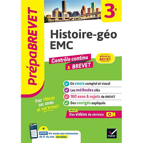 Histoire géo, EMC 3e : contrôle continu & brevet : nouveau brevet · Occasion