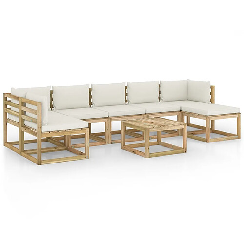 Maison Chic Salon de jardin 8 pcs + coussins - Mobilier/Meubles de jardin - Table et chaises d'extérieur bois de pin imprégné -MN51197