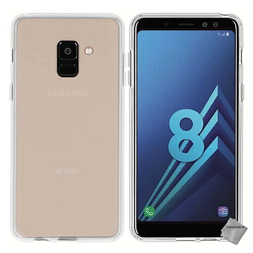 Htdmobiles Coque silicone gel fine pour Samsung Galaxy A8 (2018) + film ecran - BLANC TRANSPARENT