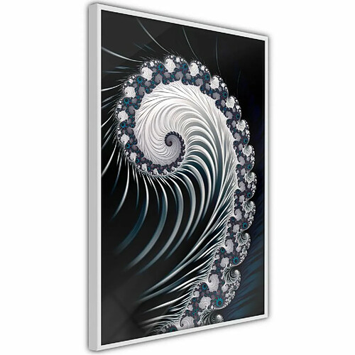 Paris Prix Affiche Murale Encadrée Fractal Spiral Negative 20 x 30 cm Blanc