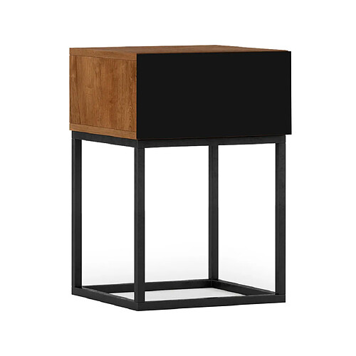 Bestmobilier Roman - table de chevet - bois et noir - 40 cm