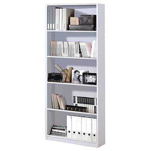 Bibliothèque avec 4 tablettes de rangement coloris Blanc artic - 201 x 80 x 28 cm -PEGANE-