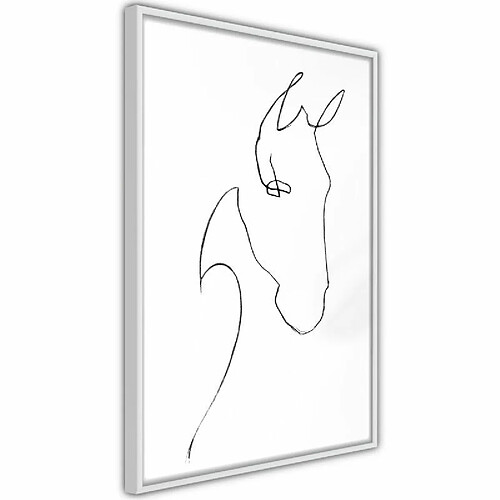 Paris Prix Affiche Murale Encadrée Sketch of a Horse's Head 30 x 45 cm Blanc