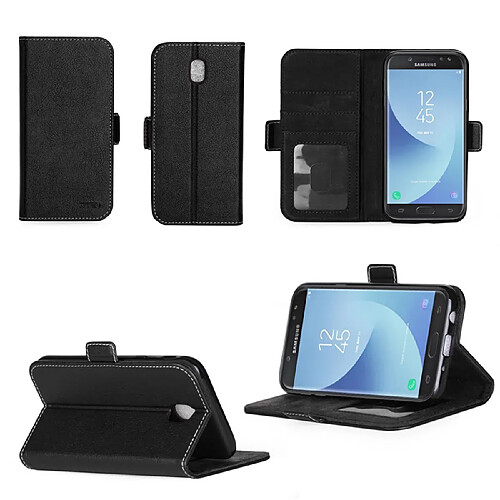 Samsung Galaxy J5 2017 : Housse Portefeuille luxe noire Style Cuir avec stand - Etui coque noir de protection J5 2017 J5 2017 SM-J530F avec porte cartes - Accessoires pochette XEPTIO : Exceptional case !