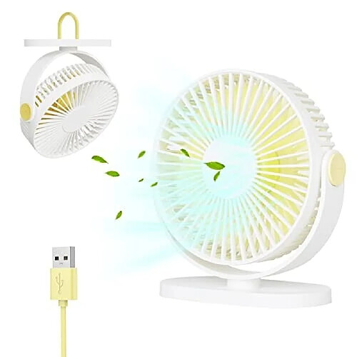 Ventilateur de Bureau USB Ventilateur à Crochet Mini Ventilateur de Table Ventilateur Personnel Portable Petit mais Puissant Ventilateur USB à 3 Vitesses Réglable 90 Câble Rotatif de 1,2 M Ventilateur Silencieux