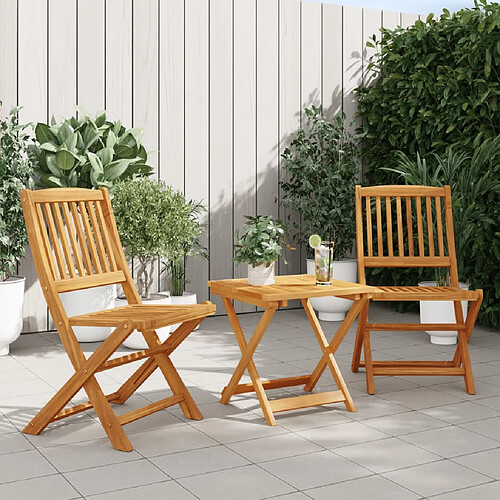 vidaXL Ensemble à manger de jardin pliable 3 pcs bois d'acacia massif