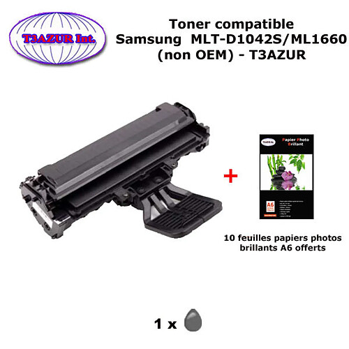 Toner générique MLT-D1042S pour imprimante Samsung ML 1660, 1665, 1670, 1674, 1675, 1860, 1865, 1865W +10f A6 brillantes -T3AZUR