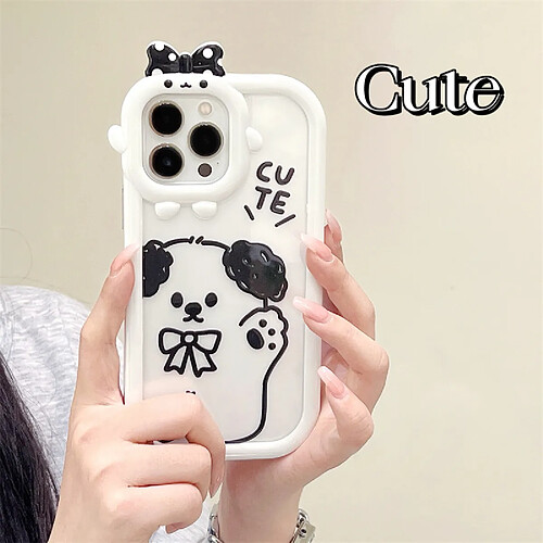 GUPBOO Étui pour iPhone12Pro Étui de téléphone mobile de dessin animé de chiot de papillon bouclé de graffiti simple et doux