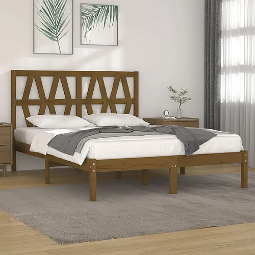 vidaXL Cadre de lit sans matelas marron miel bois massif 120x200 cm