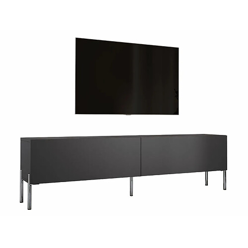 3XELIVING Meuble TV en couleur Anthracite avec pieds droits en chrome, D: l : 170 cm, H : 52 cm, P : 32 cm