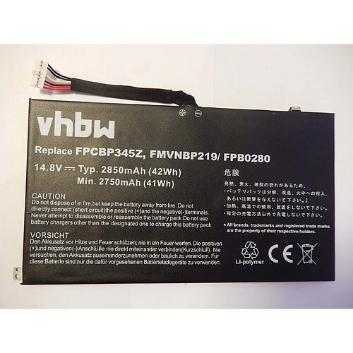 vhbw batterie compatible avec Fujitsu LifeBook UH572 Ultrabook laptop (2850mAh, 14.8V, Li-Polymère)