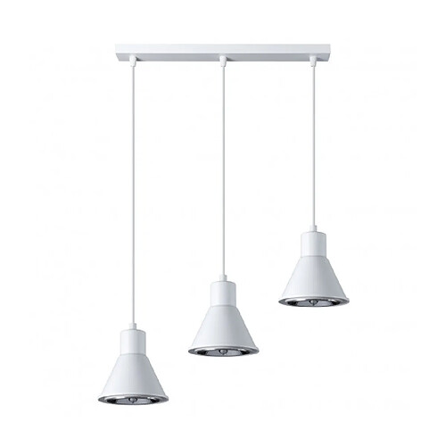 Luminaire Center Suspension Taleja Bar Acier blanc 3 ampoules 120cm