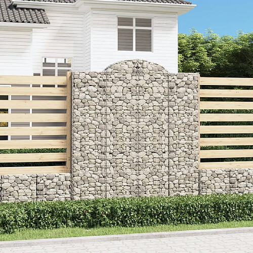 vidaXL Paniers à gabions arqués 10 pcs 200x30x220/240 cm fer galvanisé