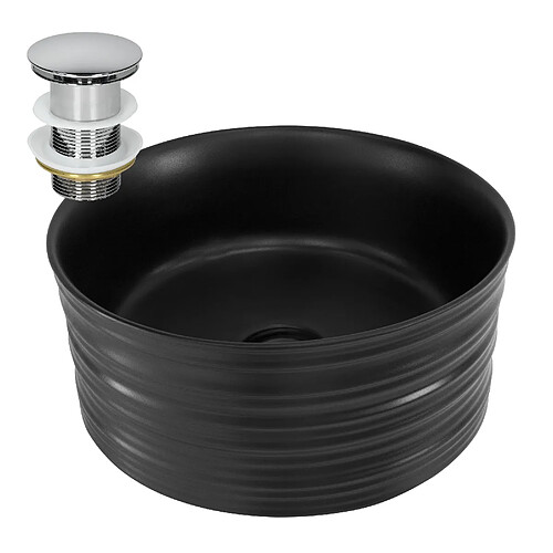 lavabo incl. vidage sans trop-plein Ø 41x18 cm noir en céramique ML-Design