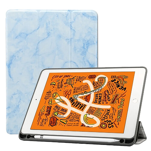 Wewoo Housse Étui Coque Etui à rabat horizontal en marbre avec Motif texture pour iPad Air 201910,5 poucesavec support trois rabattables et fente stylo et fonction veille / réveil bleu