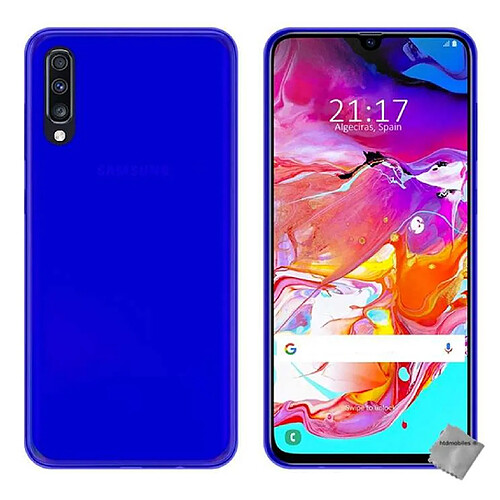 Htdmobiles Coque silicone gel fine pour Samsung Galaxy A70 + verre trempe - BLEU