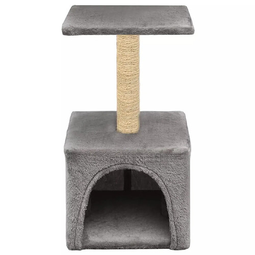 Helloshop26 Arbre à chat griffoir grattoir niche jouet animaux peluché en sisal 55 cm gris 3702078