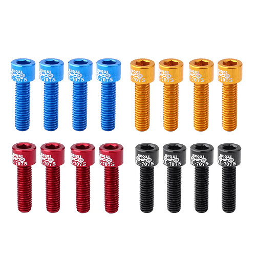 16pcs Vis De Tige De Guidon De Vélo De Route Boulons En Alliage D'aluminium M5 * 17MM