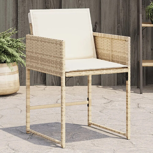 vidaXL Chaises de jardin avec coussins lot de 4 beige résine tressée