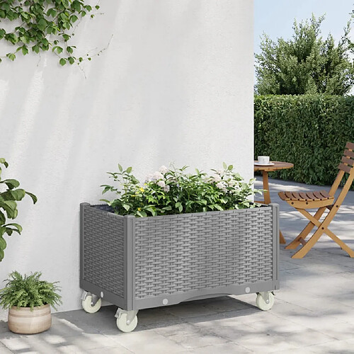 vidaXL Jardinière à roulettes gris clair 80x50x54 cm PP